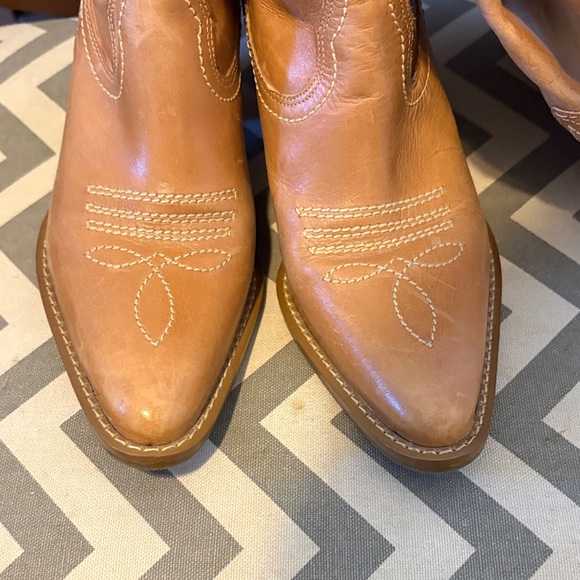 Tan color Leather Cowboy Boots - Picture 4 of 5